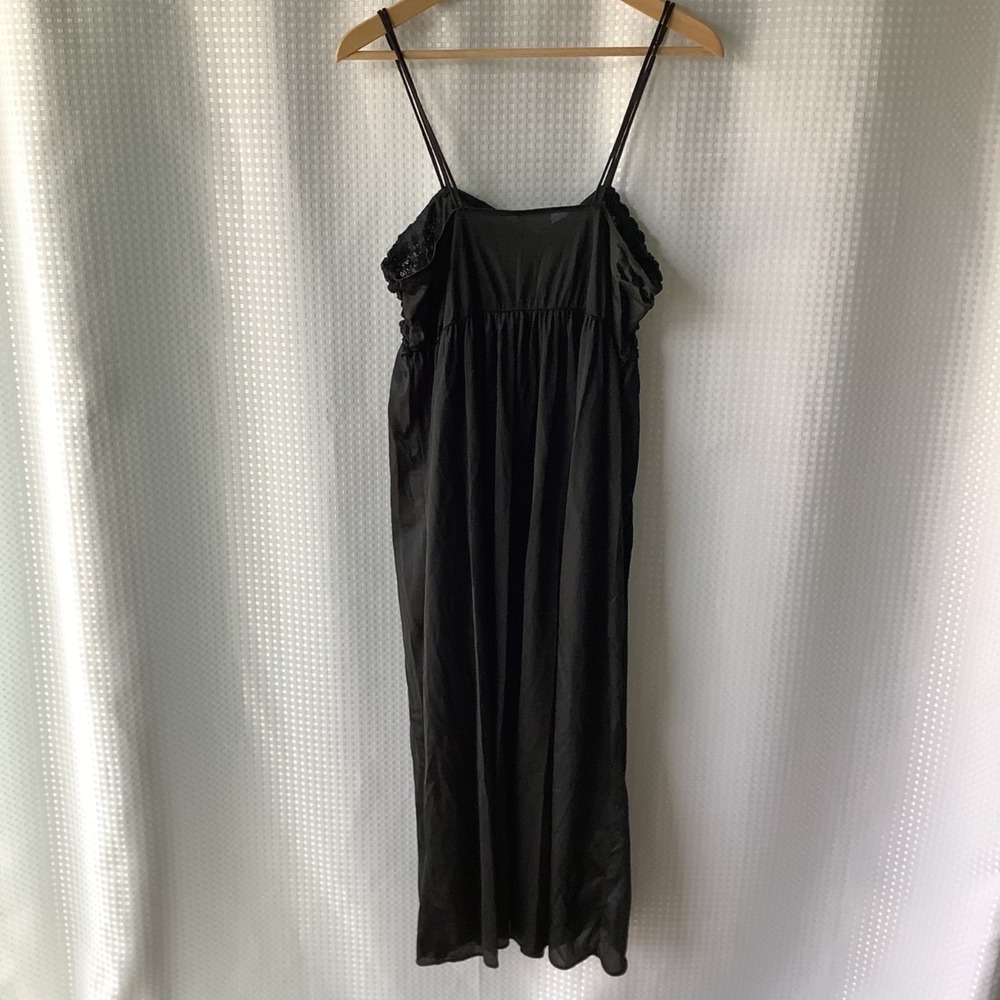 Romantic Moods Long Black Lace Babydoll Nightgown Black Sheer Large - Picture 4 of 10